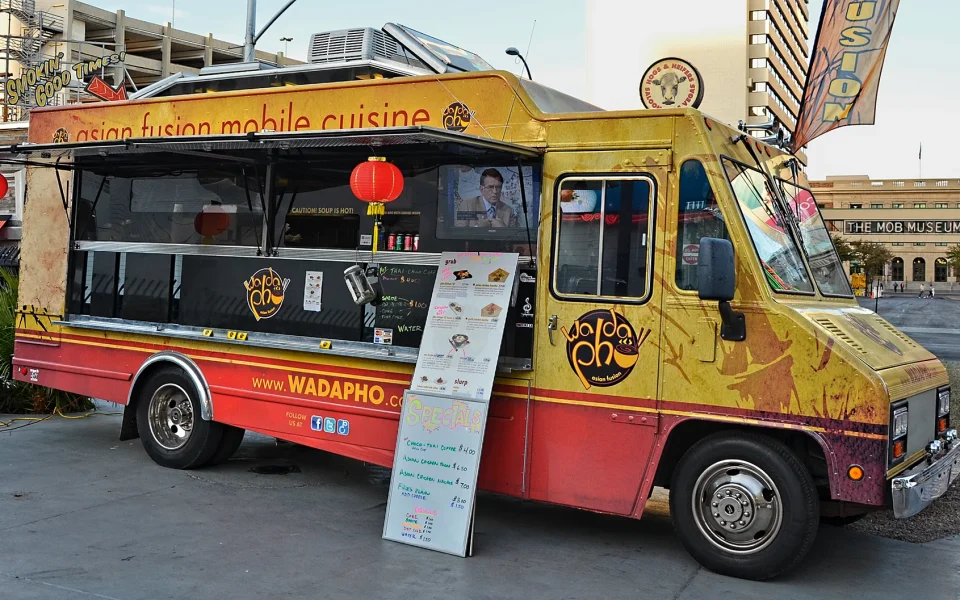 A food truck serving Asian fusion cuisine near Fremont Street in Las Vegas in 2014.